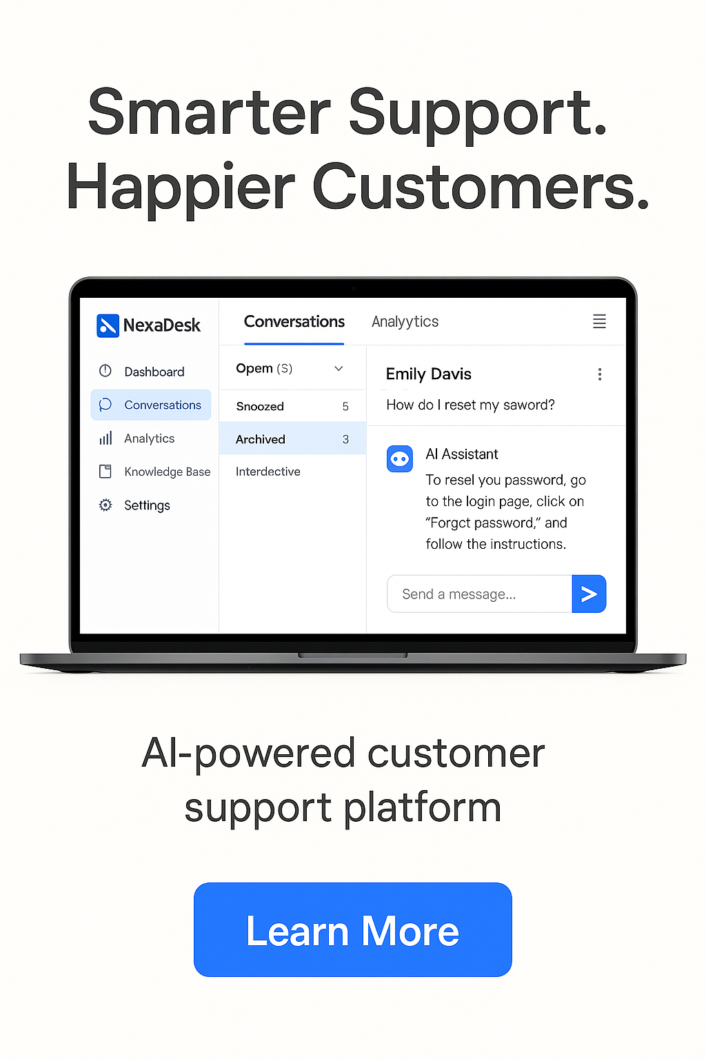 Product-focused ad showing software UI